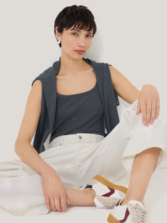 Cotton Luxe Square Neck Tank | Steel Grey