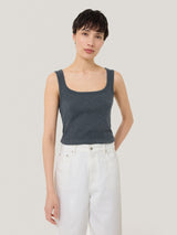 Cotton Luxe Square Neck Tank | Steel Grey