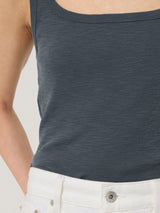 Cotton Luxe Square Neck Tank | Steel Grey