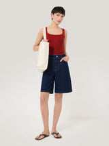 Cotton Luxe Square Neck Tank | Red