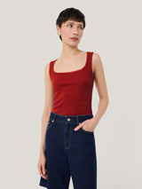 Cotton Luxe Square Neck Tank | Red