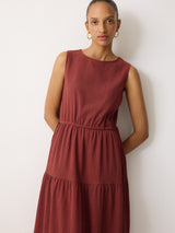 Fine Crinkle Jersey Maxi Dress | Brown