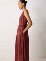 Fine Crinkle Jersey Maxi Dress | Brown