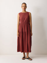 Fine Crinkle Jersey Maxi Dress | Brown