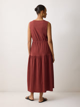 Fine Crinkle Jersey Maxi Dress | Brown