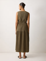 Fine Crinkle Jersey Maxi Dress | Khaki