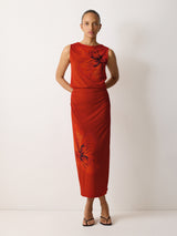 Fire Flower Jersey Skirt | Red