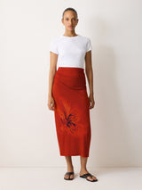 Fire Flower Jersey Skirt | Red