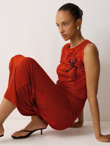 Fire Flower Jersey Skirt | Red