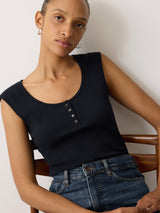 Fine Cotton Baby Henley | Navy