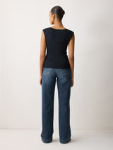 Fine Cotton Baby Henley | Navy