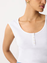 Fine Cotton Baby Henley | White