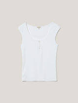 Fine Cotton Baby Henley | White