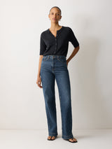 Cotton Luxe Half Sleeve Cardigan | Navy