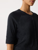 Cotton Luxe Half Sleeve Cardigan | Navy