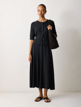 Cotton Luxe Half Sleeve Cardigan | Navy