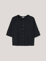 Cotton Luxe Half Sleeve Cardigan | Navy