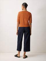 Cotton Luxe Half Sleeve Cardigan | Orange