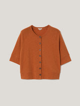 Cotton Luxe Half Sleeve Cardigan | Orange