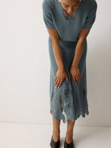 Abstract Lace Knitted Skirt | Blue