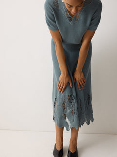 Abstract Lace Knitted Skirt | Blue