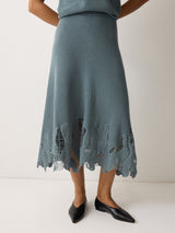 Abstract Lace Knitted Skirt | Blue