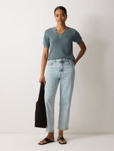 Abstract Lace Knitted Top | Blue