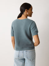 Abstract Lace Knitted Top | Blue