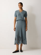 Abstract Lace Knitted Skirt | Blue