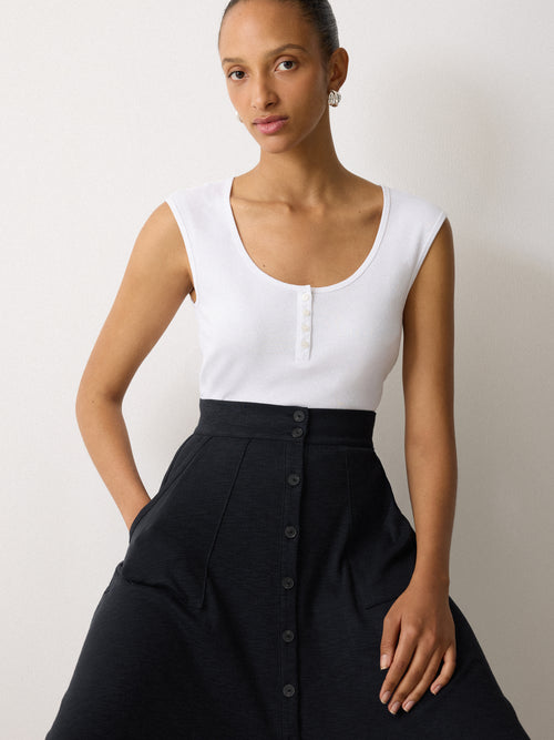 Cotton Luxe Skirt | Navy