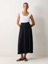 Cotton Luxe Skirt | Navy