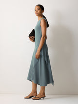 Georgette Ruffle Jersey Dress | Blue