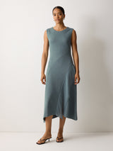 Georgette Ruffle Jersey Dress | Blue