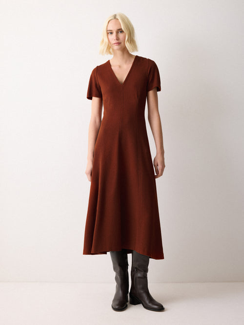 Curved Sleeve Midi Dress | Auburn