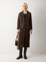 V Neck Long Waistcoat Dress | Brown