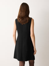 Square Neck Waistcoat Dress | Black