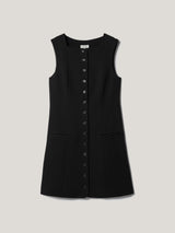 Square Neck Waistcoat Dress | Black