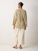 Linen V Neck Slouchy Jumper | Sand