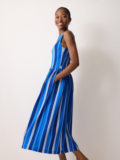 Stripe Tie Detail Jersey Dress | Blue Jigsaw Stripe Tie Detail Jersey Dress | Blue Jigsaw