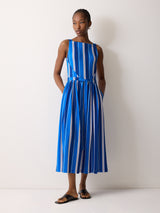 Stripe Tie Detail Jersey Dress | Blue