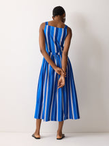 Stripe Tie Detail Jersey Dress | Blue