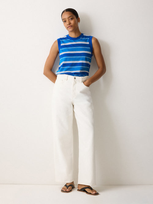 Cotton Slub Multi Stripe Tank | Blue