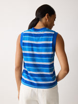 Cotton Slub Multi Stripe Tank | Blue