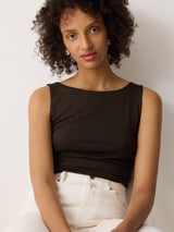 Straight Neck Vest | Brown