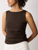 Straight Neck Vest | Brown