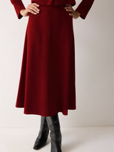 Textured Jersey A Line Skirt | Red