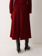 Textured Jersey A Line Skirt | Red