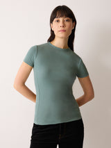 High Neck Seam Detail Top | Blue