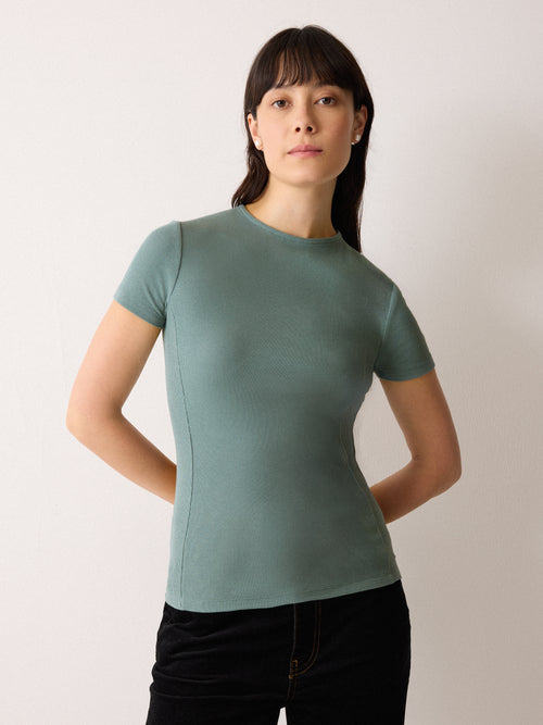 High Neck Seam Detail Top | Blue