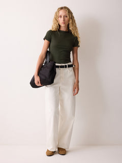 High Neck Seam Detail Top | Khaki